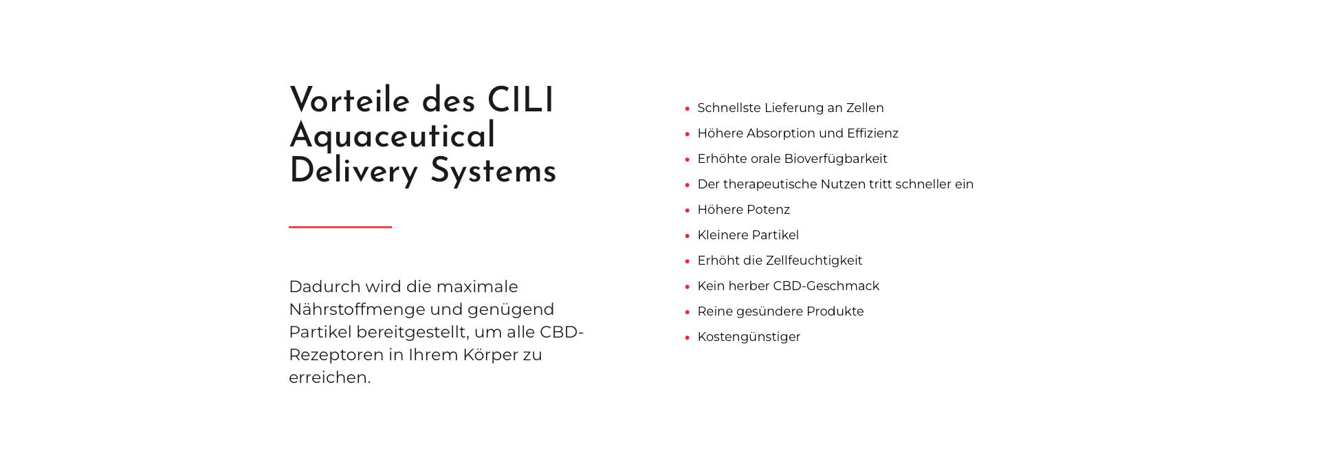 Vorteile des CILI Aquaceutical Delivery System